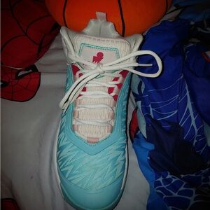 Vibrant Aqua and Pink Kids Sneakers